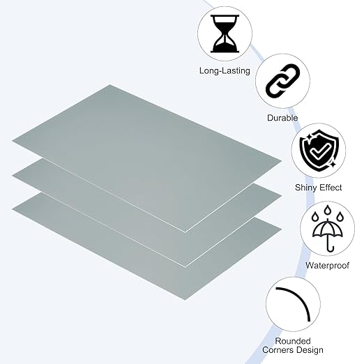 PATIKIL 5x8 Inch Anodized Aluminum Sheet Metal, 10Pcs Laser Plates Engraving Blanks 0.5MM Thin Rectangle for Crafting DIY House Laser Engraving, Gray