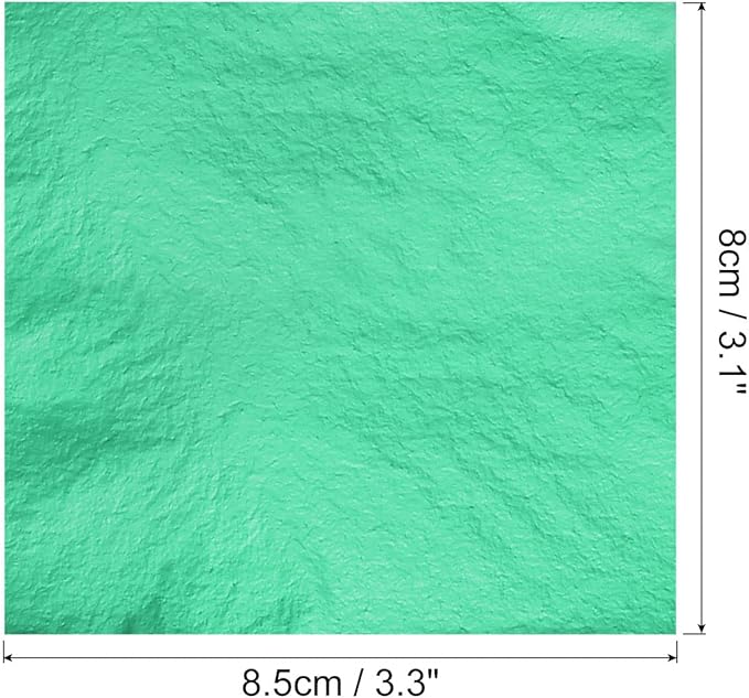 MECCANIXITY Gold Leaf Foil Sheet, Cyan Leaf Papers, 3.3 x 3.1inch for Art Decoration, Sculptures, Painting, Pack of 100