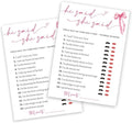 Wedding Shower Games Cards, Guest Who Said It, He Said She Said Game Cards, Bridal Shower Games 25 Guests, Engagement Party Wedding Games for Guests, Pink Ribbon Bow Wedding Party Supplies - E07