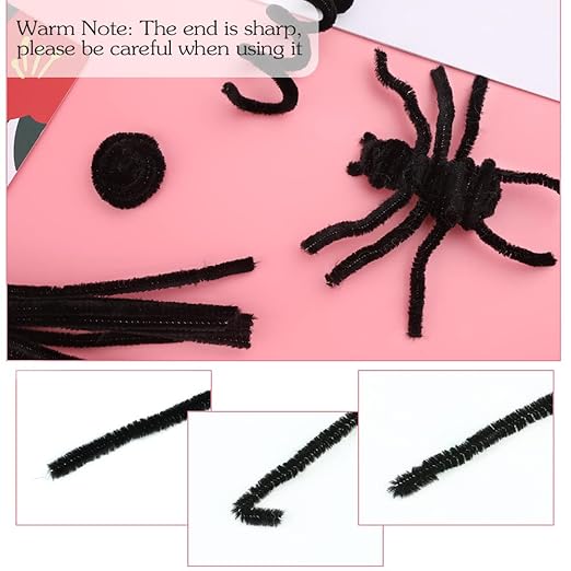 60 PCS Black Pipe Cleaners - Bulk Art & Craft Pipe Cleaners Chenille Stem for Creative Home Decoration and Arts Crafts