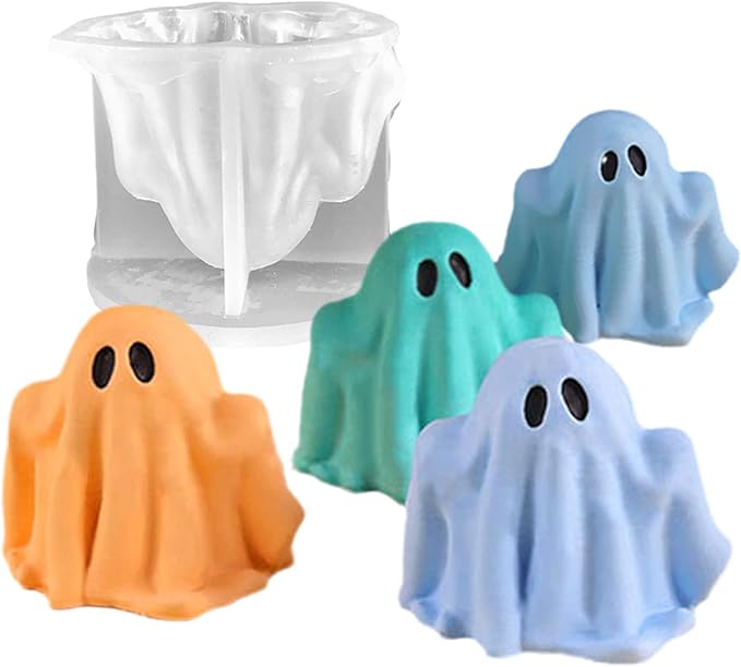 Halloween Ghost Candle Silicone Mold DIY 3D Scented Candle Making Wax Mould Gypsum Ornament Resin Soap Chocolate Mold Home Decor