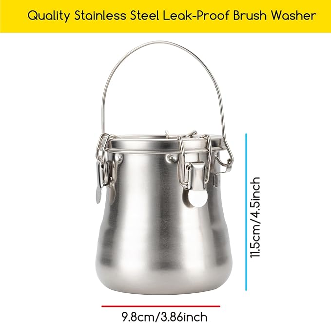 MEEDEN Portable Paint Brush Washer: Airtight Stainless Steel Artist Brush Cleaner for Oil & Acrylic Painting - Large