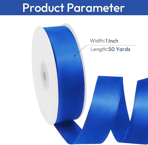 1" Width x 50 Yards Satin Fabric Ribbon, Royal Blue Ribbon Perfect for DIY Bows, Swags, Gift Wrapping, Craft, Flower Bouquet，Christmas and Party Decoration