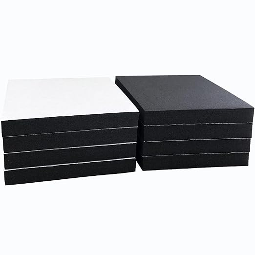 8 Pcs Black Adhesive Foam Padding, Closed Cell Foam Sheet 1/2" Thick 6 Inch X 6 Inch Neoprene Rubber Pad Self Stick Anti-Slip Adhesive Anti Vibration Pad (6inX 6inX 1/2in, 8)