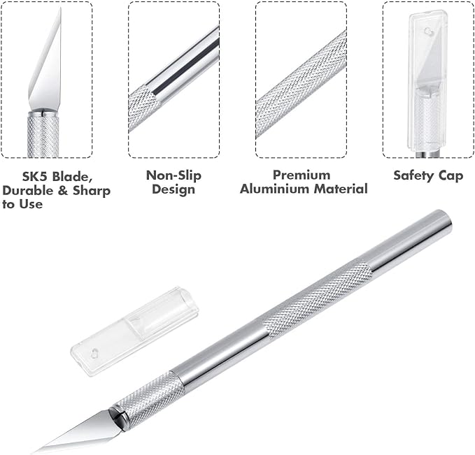 Anezus Craft Knife Precision Cutter and Self Healing Cutting Craft Mat Hobby Knife Set with 30 PCS Knife for Art Hobby Craft Scrapbooking Stencil