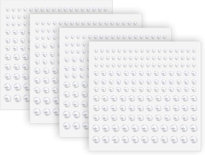 Pearl Stickers Self Adhesive Hair Pearls Gem White Jewel Sticker for Making Hair Decor Face,Body, Nail, Phone Art Craft Scrapbooking Embellishments Assorted Size 3mm/4mm/5mm/6mm (660)