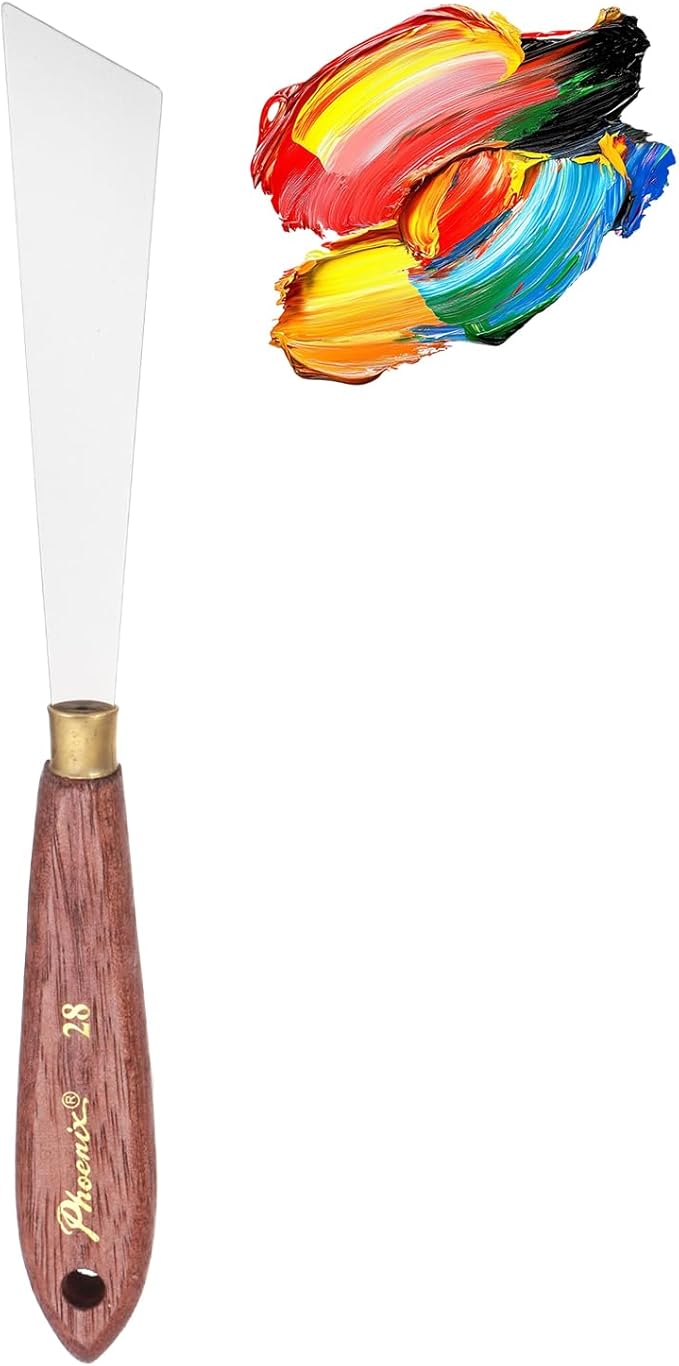 MECCANIXITY Pack of 1 Palette Knife No.28, 8.6" Long Palette Knives with Stainless Steel Flexible Spatula Pallet Knife and Wood Handle for Scraping, Mixing, Oil Acrylic Painting Canvas