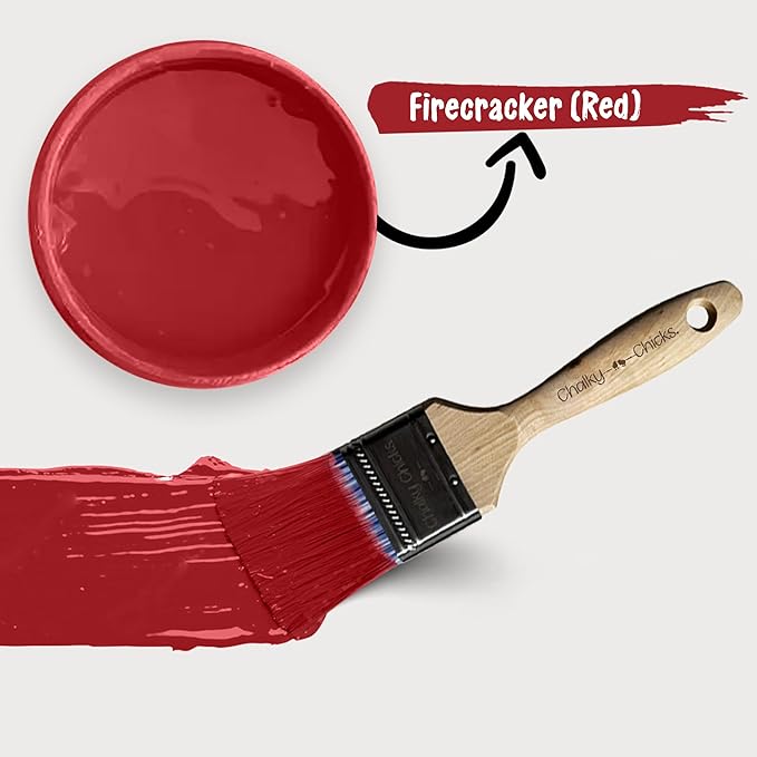 Chalky Chicks All-in-One Chalk Paint for Furniture or Cabinet - 8 Fl Oz - Matte Finish Firecracker (Red) for Metal, Wood Furniture Paint - No Sanding All-in-One for Home Decor & Crafts, USA Made