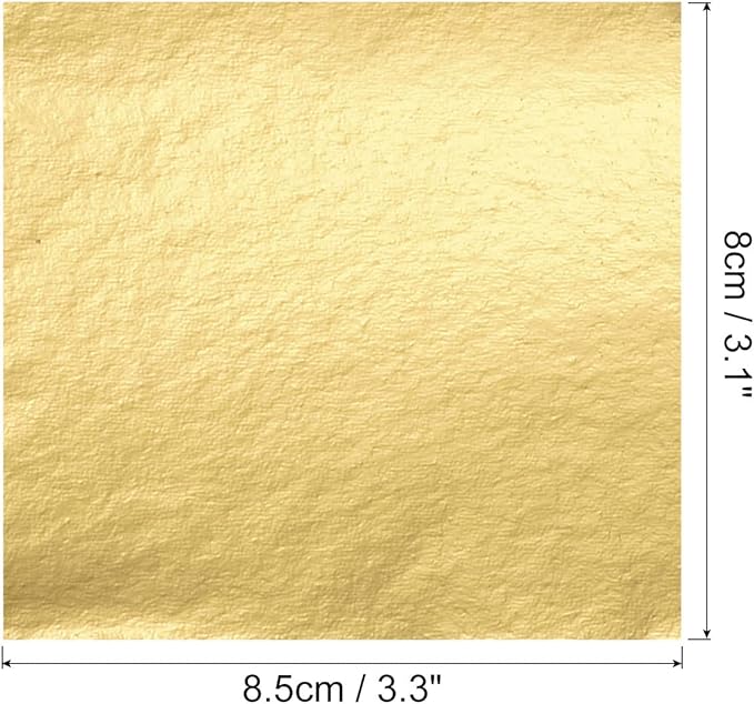 MECCANIXITY Gold Leaf Foil Sheet, Golden Leaf Papers, 3.3 x 3.1inch for Art Decoration, Sculptures, Painting, Pack of 100