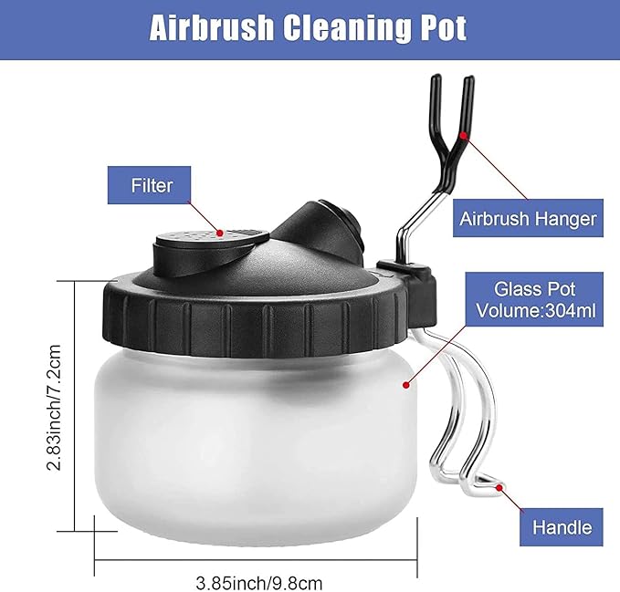 JOYABEST Multi-Purpose AirbrushCleaning Pot Airbrush Washing Tool, Spray Gun CleanerAir BrushGlassJar with Holder Station