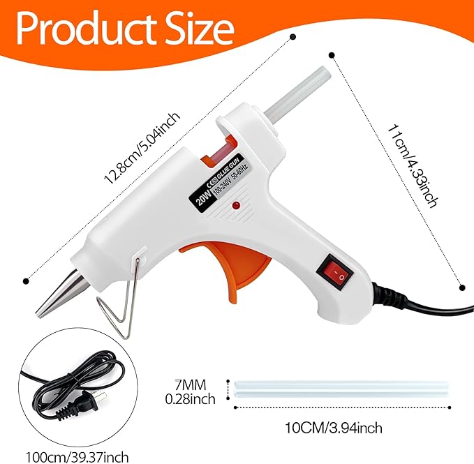 Mini Hot Glue Gun, Hot Melt Gun with 30 Glue Sticks for Arts Crafts, Mini Glue Gun Kit for Kids School Craft and Quick Home Repairs (Multicolored, 20W, 8 Pieces)