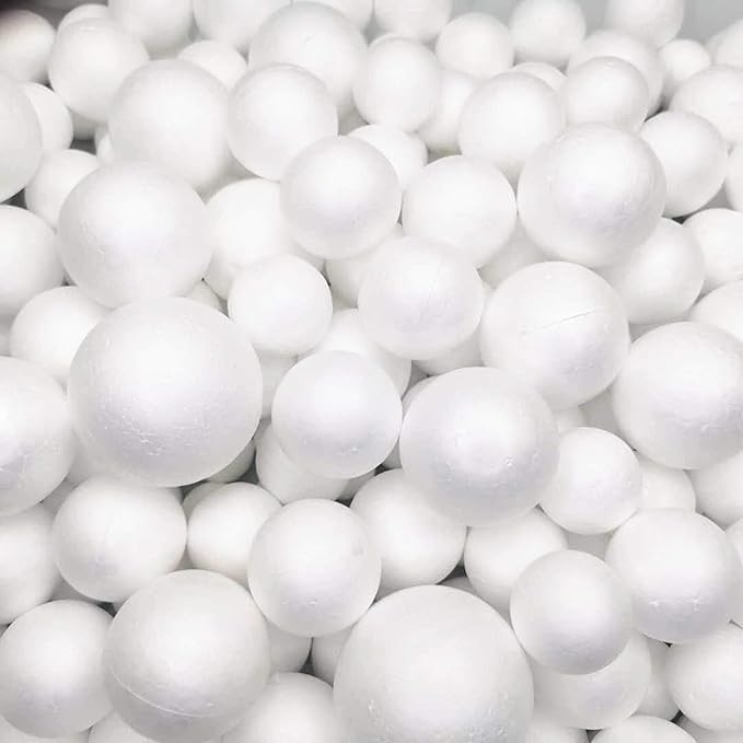 300 Pack Craft Foam Balls, 4 Sizes Including 1-2 Inches, Polystyrene Smooth Round Balls, Foam Balls for Arts and Crafts, DIY Craft for Home, Supplies School Craft Project and Holiday Party, White