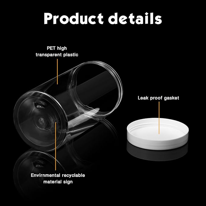 SATINIOR 24 Pieces Empty Clear Plastic Jars with Lids Round Storage Containers Wide Mouth for Beauty Product Cosmetic Cream Lotion Liquid Butter Craft and Food(White Lid,12 oz)