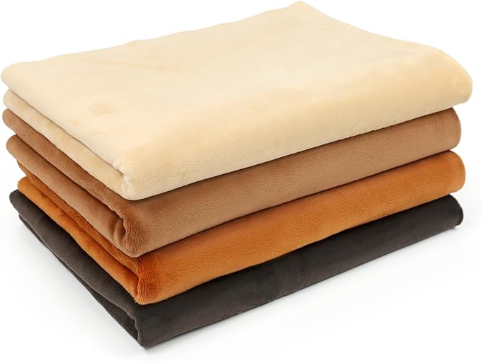 kullaloo Minky Fabric | Bundle: 4 Precut Pieces Solid Minky Plush Fabric for Sewing | 39.5x29.5 Each | for Plushies, Baby Blankets, Pillows, Dog Beds, Apparel | Brown Colors Minky Fabric Pack