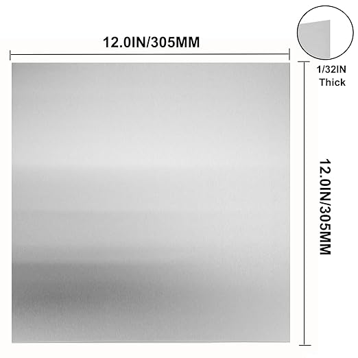 430 Stainless Steel Sheet Metal 12" x 12" x 1/32" Inch Metal Plates for Magnetic Mount Board Wall 20GA(0.80MM) 430 Stainless Steel Shim Stock Plates Metal Sheets for Crafting, Kitchen DIY, Office