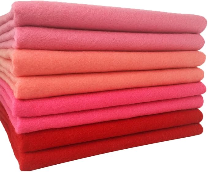 4pcs Thick 1.4mm Soft Felt Fabric Sheet Assorted Color Felt Pack DIY Craft Sewing Squares Nonwoven Patchwork (92x90cm Pink)