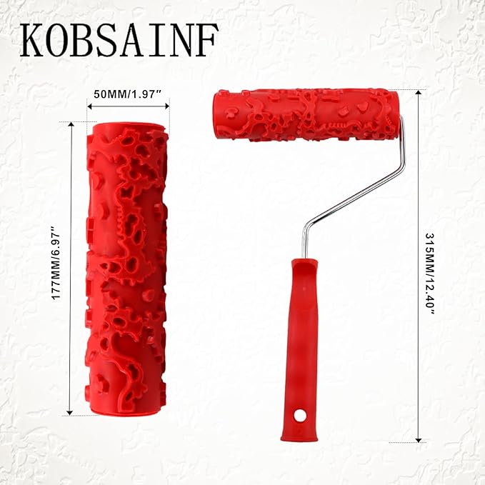 2 Pack 7" Patterned Rubber Texture Roller Tools, Texture Rubber Roller for Wall Decoration Classic Brick Embossing (EG323T)
