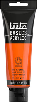 Liquitex BASICS Acrylic Paint, 118ml (4-oz) Tube, Vivid Red Orange