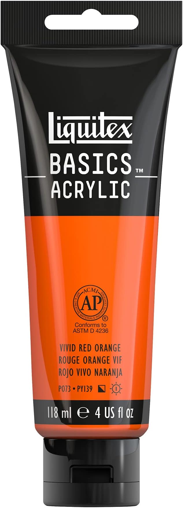 Liquitex BASICS Acrylic Paint, 118ml (4-oz) Tube, Vivid Red Orange