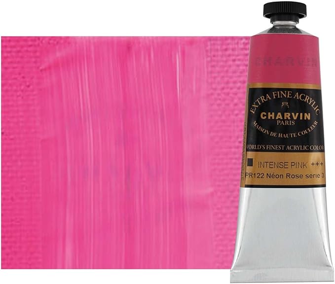 Charvin Extra Fine Professional Acrylic Paint - Intense Pink, 60ml Tube, Triple-Milled, Lightfast Pigments, Open Stock Artist Acrylic Paints in Nature-Inspired Hues