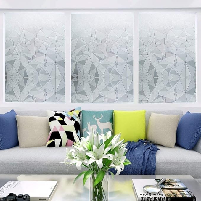 Niviy 3D No Glue Static Cling Window Films Privacy Cut Glass Window Sticker for Bathroom Office Kitchen Window Decor 41.2"x 157.4"