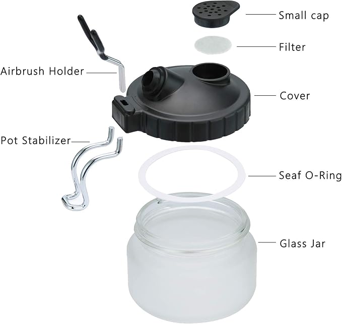 SAGUD 19 Piece Airbrush Cleaning Kit, Glass Airbrush Cleaning Pot with Holder, 5 Cleaning Brushes, 5 Cleaning Needles, 1 Washing Needle, 1 Repair Tool, Air Brush Protection Covers.
