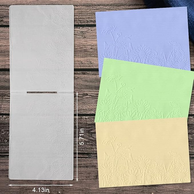 3-D Textured Impressions Daisy Embossing Folder, Background Plastic Embossing Folder Template for Card Making Scrapbooking Paper Craft Album Stamps DIY Décor