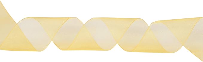 ITIsparkle 11/2" Inch Organza Ribbon 25 Yards-Roll Set for Gift Wrapping Cake Decoration Party Favor Hair Bow Baby Shower Decoration Floral Arrangement Craft Supplies Sheer Ribbon, Yellow Gold