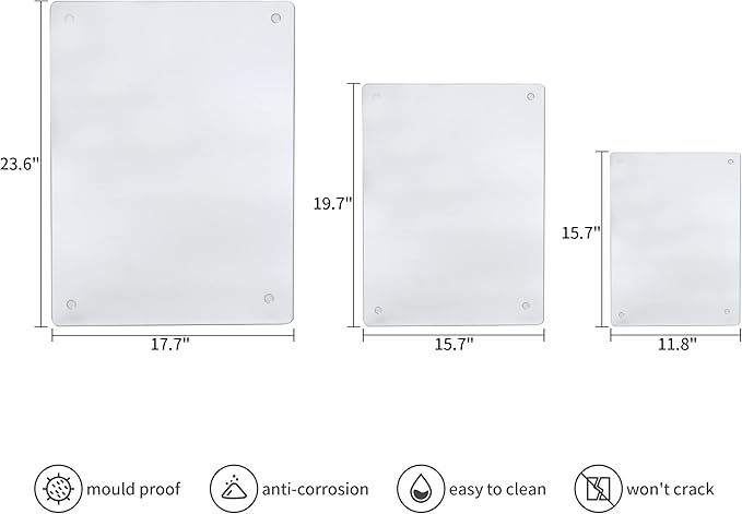 Murrey Home Glass Cutting Board for Kitchen Counter, Tempered Glass Chopping Boards Dishwasher Safe, Small Clear Countertop Tray, Scratch Resistant, Heat Resistant, Non Toxic, Frosted, 24"x18"