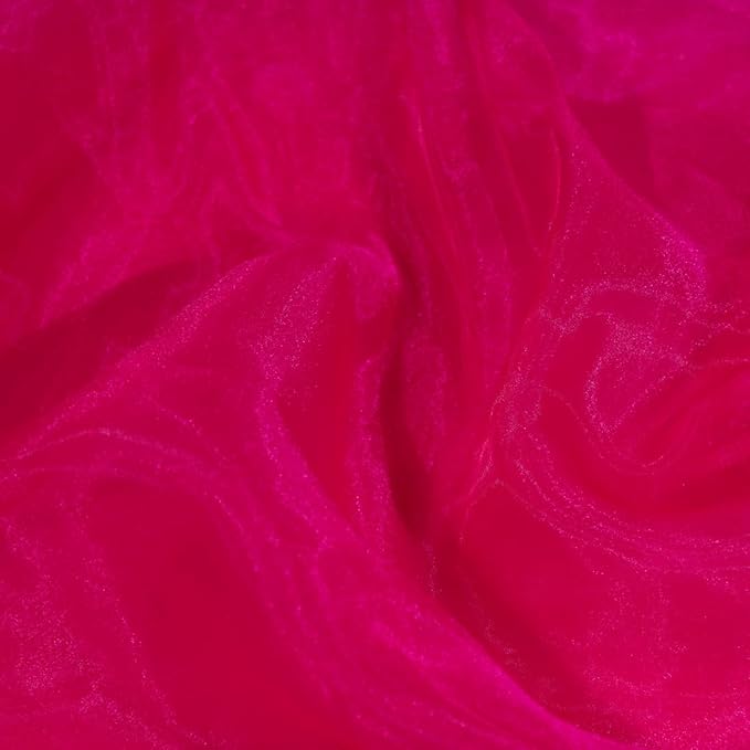 Fynite Sheer Organza Fabric | 20 Yards Long | 44" Wide | Bridal Solid Sheer Organza Bolt for Wedding Dress Fashion Craft Decorations Silky Shiny Sheer Organza - (Hot Pink, 20 Yrads)