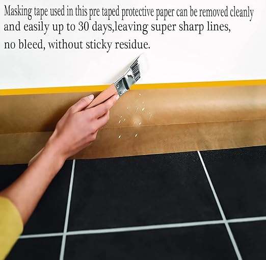 Pre-Taped Masking Paper for Painting, 20 Inch x 50 Feet Tape and Drape Painters Paper, Automotive Painters Paper, for Auto Body Masking, Wall Covering and Paint Masking (4Rolls)