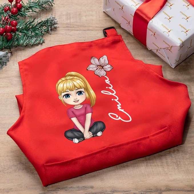 Personalized Kids Chef Hat and Apron, Custom Name Adjustable Cooking Apron for Cooking Baking Painting