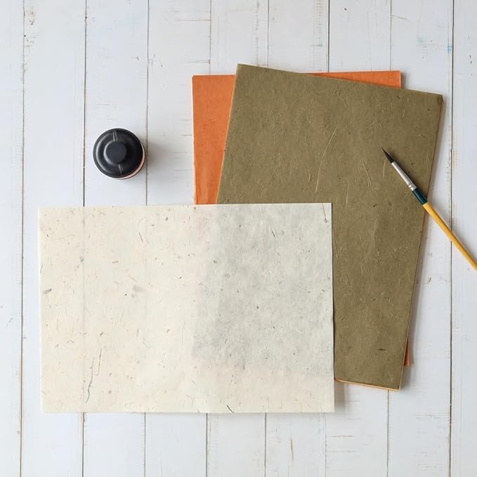 50 Sheets A4 Natural Fiber Mulberry Tree,Banan Bark Mulberry Paper Sheets Art Tissue Washi Paper Design Craft Art Origami Suppliers Card Making DIY Crafts (Brown Tone, A4)