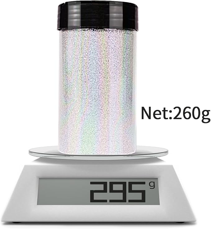 High Capacity 260g Iridescent Fine Glitter,Shaker Bottle Fine Glitter for Epoxy Resin DIY Craft,Rainbow Fine Glitter for Nail Art Face Body Glitter Tumbler Making (IRI Yellow)