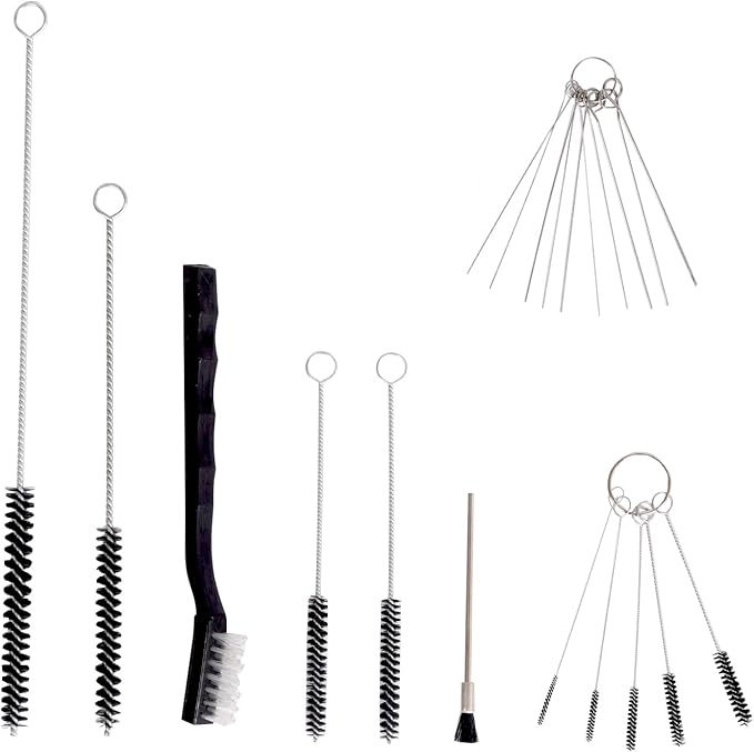 17pcs Multi-Purpose Spray Gun Cleaning Kit,Nylon Brushes Paint Gun Cleaning Kit Airbrush Cleaning Brushes & Needles for Clean Airbrush Nozzles,Tattoo Equipment (21)