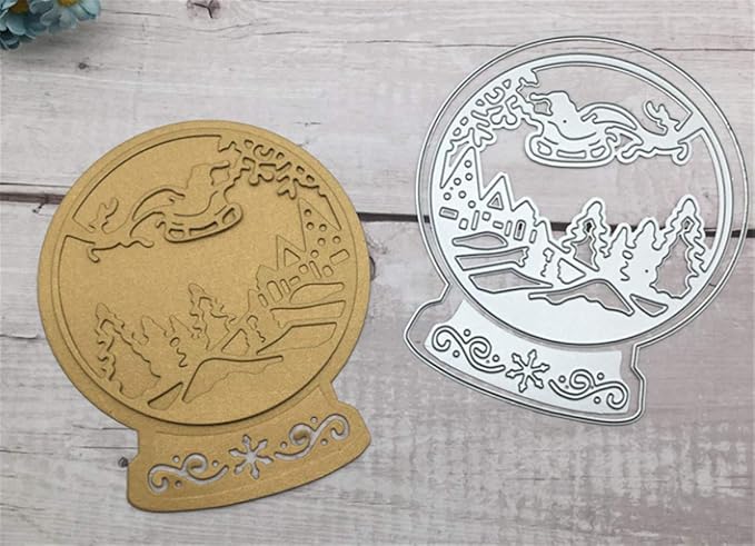 Metal Cutting Dies DIY Merry Christams Embossing Stencil Template Scrapbooking Card Making Mold Photo Album Arts Crafts Tools (Christmas Sleigh ball-11x13.1cm)