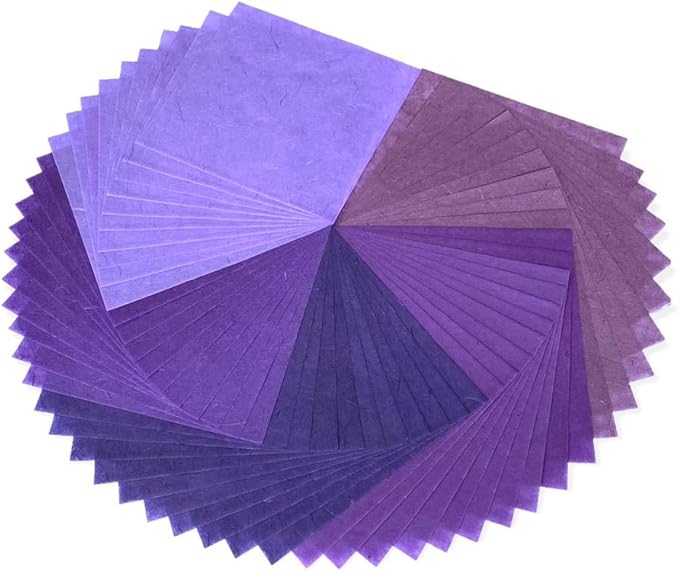 50 Sheets 6 x 6 Inches Natural Fiber Mulberry paper Sheets Square Origami Paper Arts Folding Craft, Decoration Paper, Square Folding Paper for DIY Crafts (Lavender Tone, 6x6 Inch)