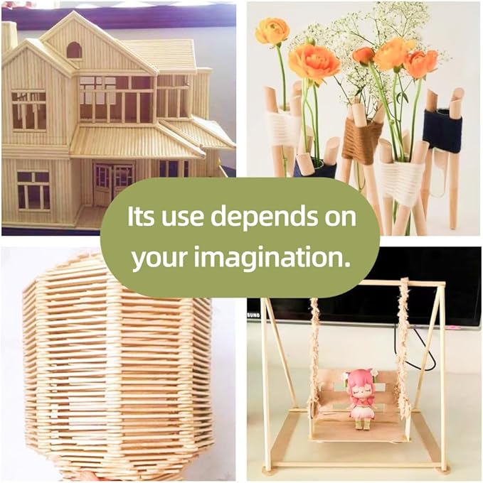 1/2 x 12 Inch 100 PCS Dowel Rods Wood Sticks Wooden Dowel Rods - Unfinished Bamboo Sticks - for Crafts and DIYers