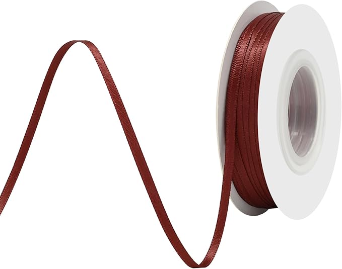 Sherry Satin Ribbon 1/8" X 50 Yards Solid Color Double Faced Ribbons Perfect for Crafts Wedding Decor Bow Making Arts Sewing and More