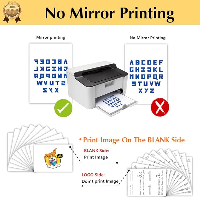 TransOurDream Heat Transfer Paper for Dark Fabric (40 Sheets, 8.5x11", Dark 3.0) Printable Iron on Transfers for Laserjet & Inkjet Printer, Printable Heat Transfer Vinyl for Tshirts (D3-40)