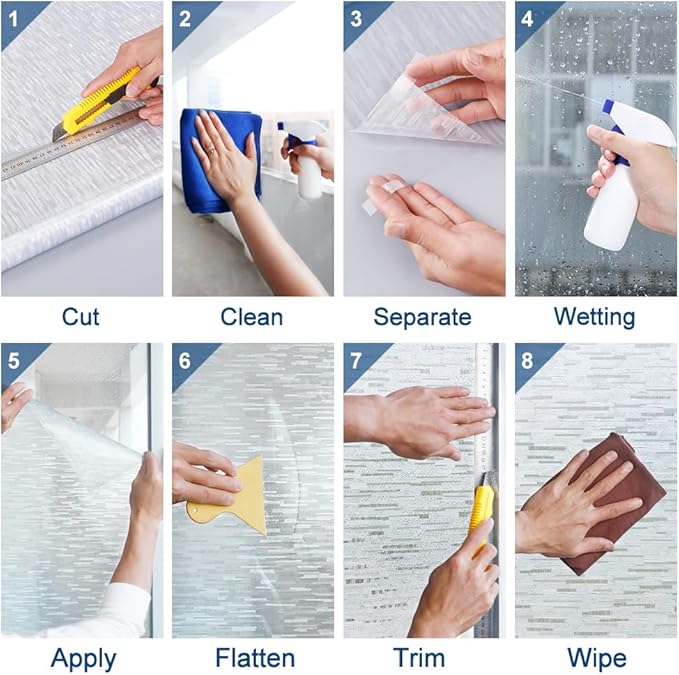rabbitgoo Window Privacy Film, No Glue Frosted Glass Film, Static Cling UV Blocking Non Adhesive Reusable Heat Control Window Vinyl Clings for Home, Office, Frosted Silk, 35.4 x 78.7 Inches