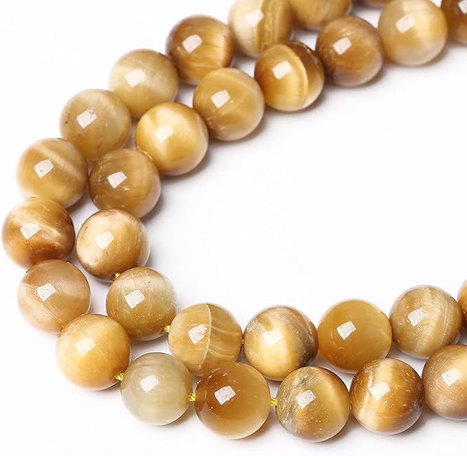 12mm 32pcs Natural Gemstone Gold Tiger Eye Beads Round Spacer Loose Beads for Jewelry Making DIY Bracelet Necklace 15" Inch