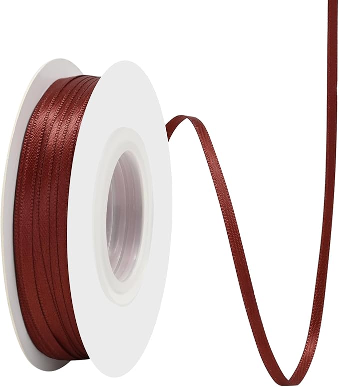 Sherry Satin Ribbon 1/8" X 50 Yards Solid Color Double Faced Ribbons Perfect for Crafts Wedding Decor Bow Making Arts Sewing and More