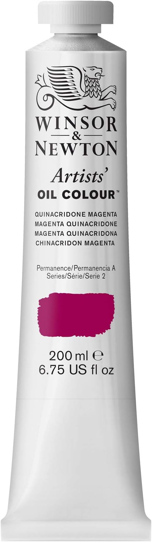 Winsor & Newton Artists' Oil Color, 200ml (6.75 oz) Tube, Quinacridone Magenta