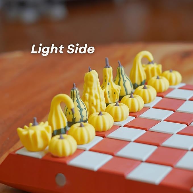 Forgecore Gourd Games, Pumpkin Game Set: Magnetic Chess Checkers, Dice Tower, Cribbage, Card Holder, Gourd Gambit Pumpkin Chess Expansion Pack, 3D Printing Portable Adult Pumpkins Board Game Set(#2)