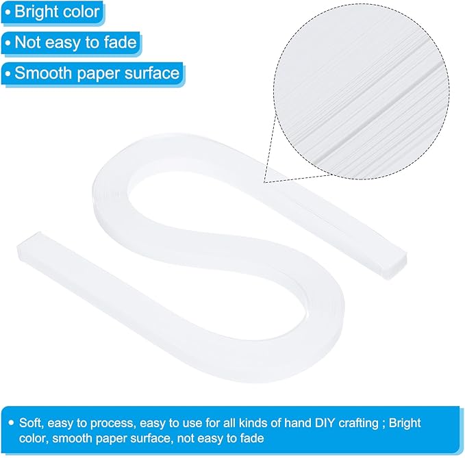 PATIKIL 360pcs Quilling Paper Strips Paper Flowers Quilling Kits 3/8"(10mm) Origami Paper for Adults Beginner Art Craft, 21"(54cm) White