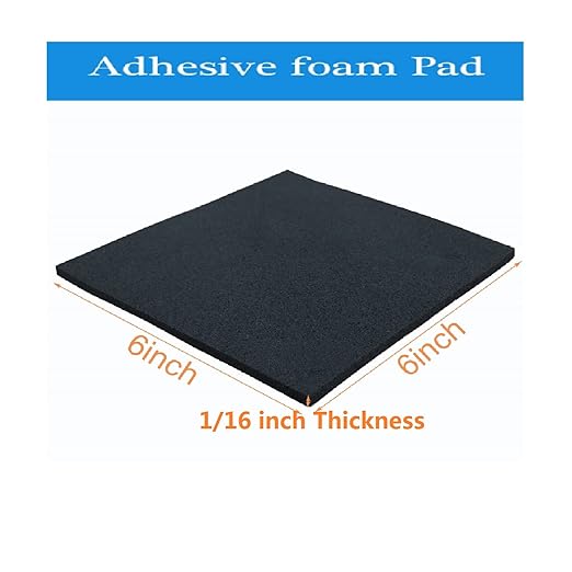Adhesive Foam Padding, 8 Pieces Neoprene Foam Anti Vibration Pads High Density Closed Cell Foam Sheet, Insulation Soundproofing Black (6" x 6" x 1/16", 8 Pcs)
