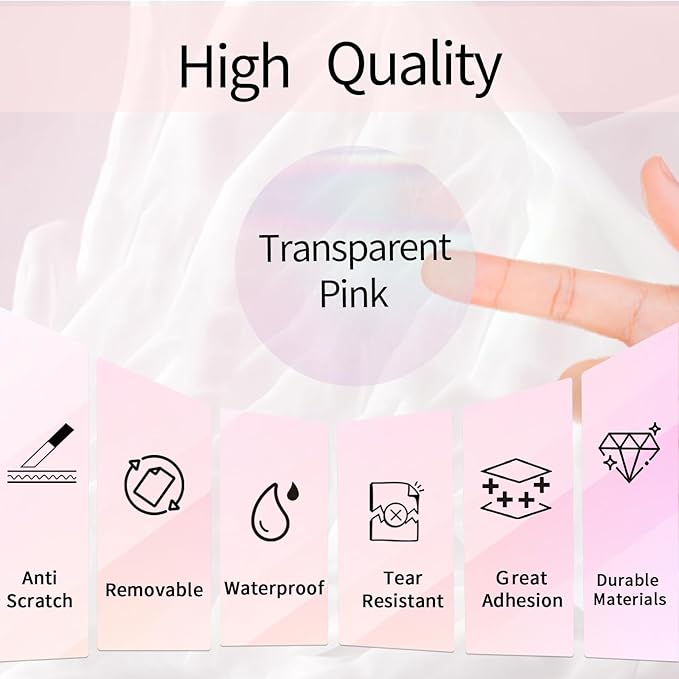 Transparent Thermal Labels Stickers 1.5 Inch, Clear Waterproof Direct Thermal Labels Stickers Self-Adhesive, Perforation Line Design (350 Pcs, Holographic Pink)
