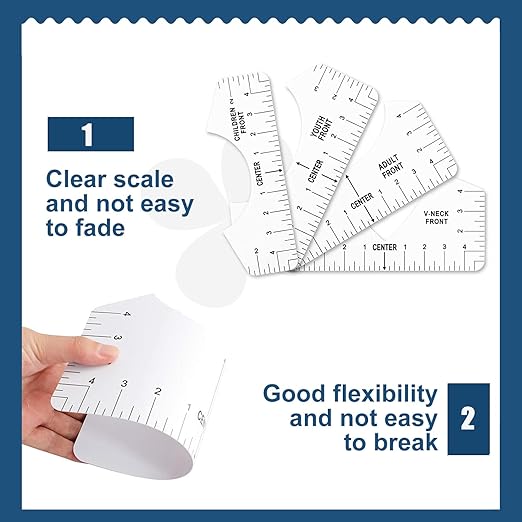 Vowlove Tshirt Ruler Guide for Vinyl Alignment - Tee Shirt Centering Designs Alignment Tool, T-Shirt Measurement Ruler Graphics Placement, Sublimation Blanks Accessories Heat Press Screen Printing