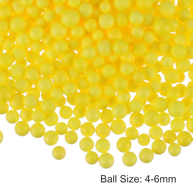 MECCANIXITY Foam Beads Foam Balls 4-6mm for Wedding and Party Decorations, Tiny Packing Balls, Arts DIY Crafts Supplies (Light Yellow,1 Pack Approx 5000pcs)